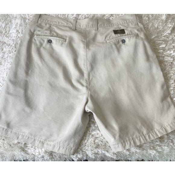 Calvin Klein Beige Sand Pleat Front Khaki Shorts Sz 36 100% Cotton - Picture 2 of 6
